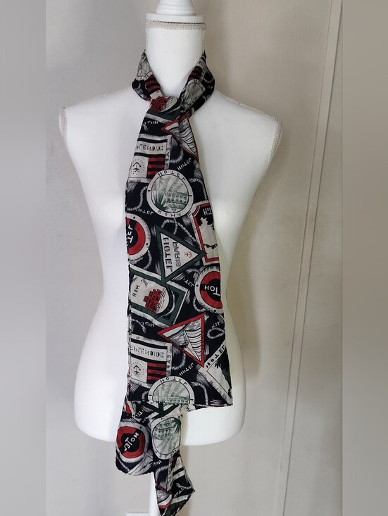 no brand Accessories - Women's Graphic Pattern Black, Red & White Scarf - Unbranded